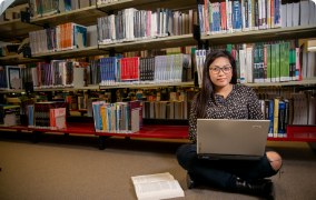 Student studying on laptop